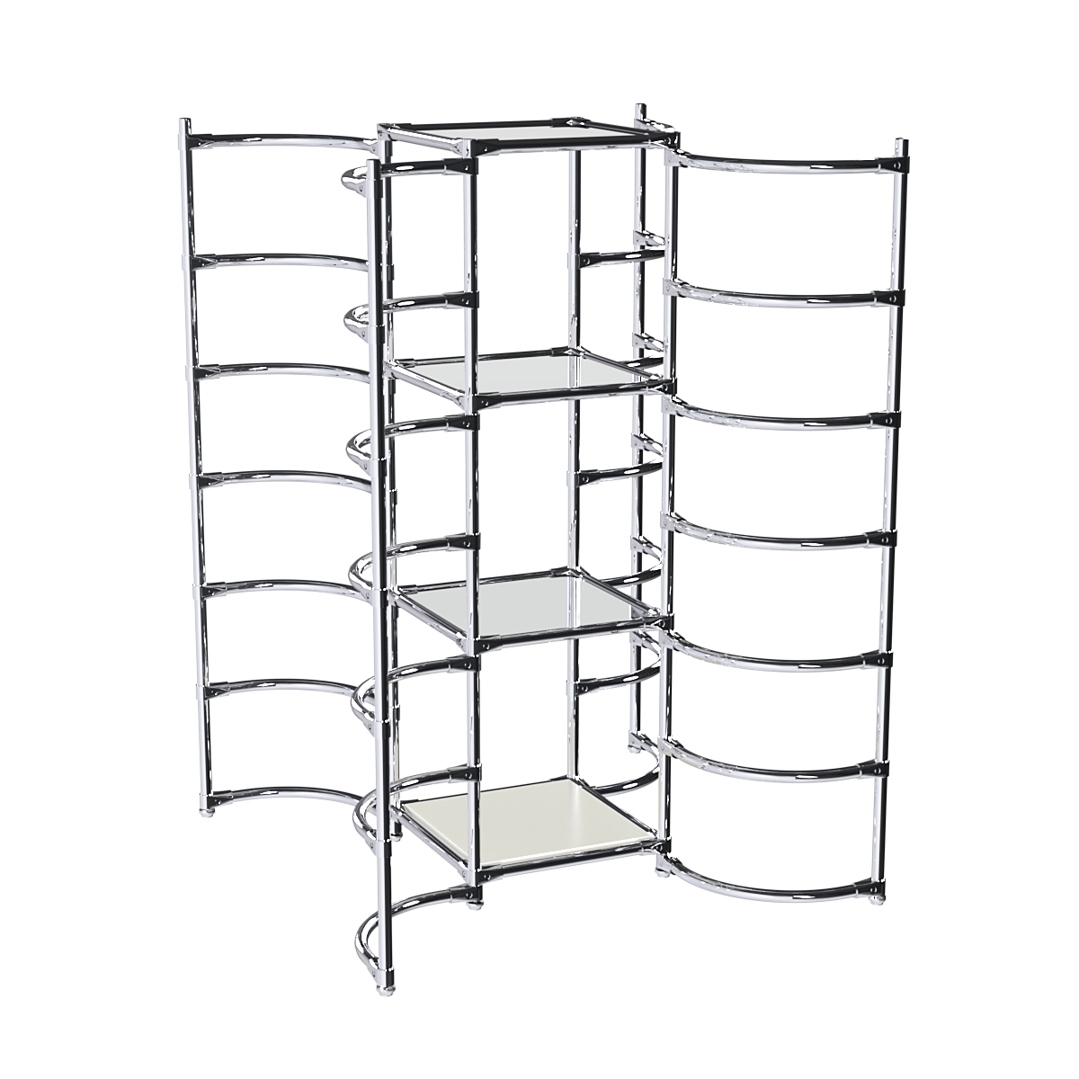 Хромированное вешало ДУГА №4-4 с зеркальными полками 4 мм Белый