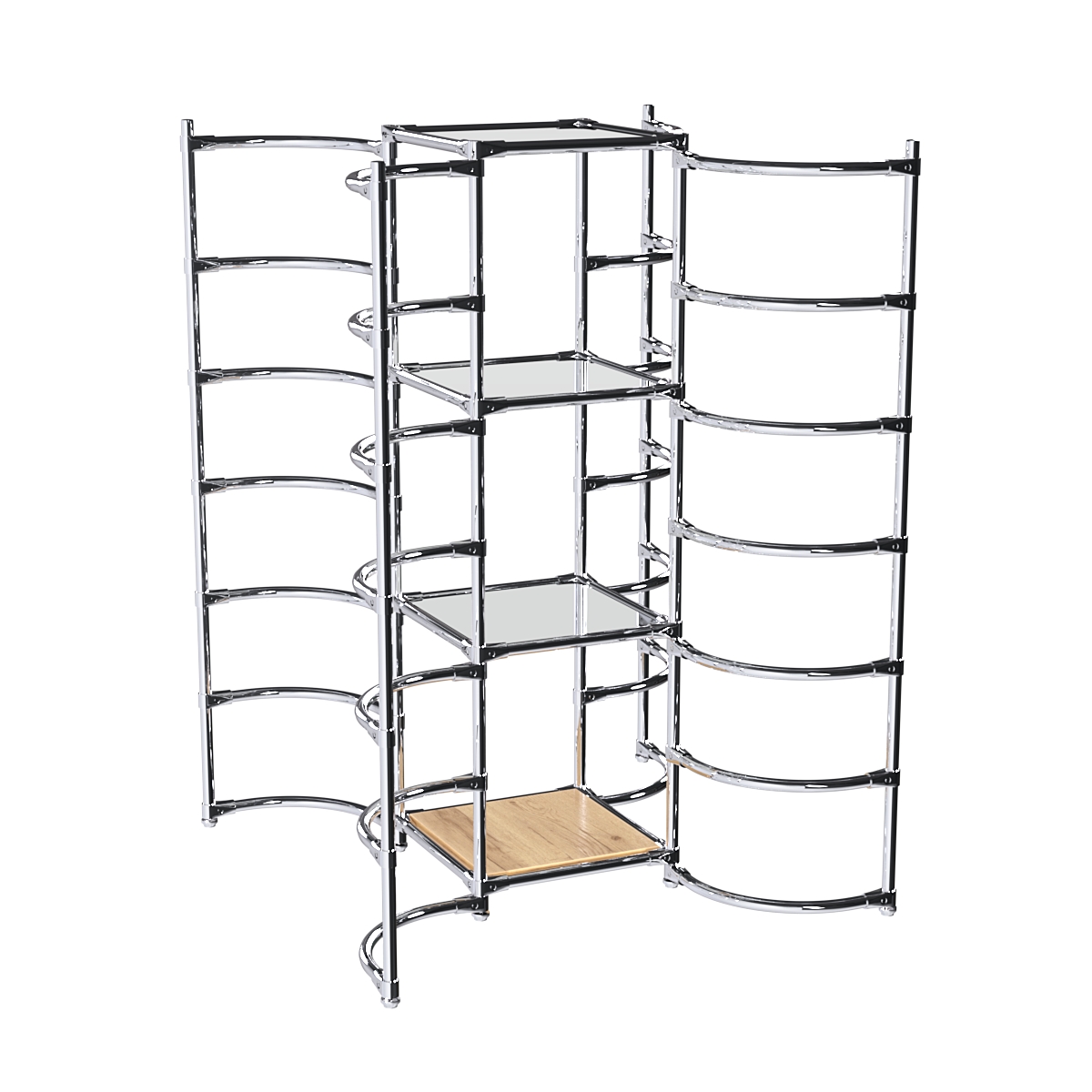 Хромированное вешало ДУГА №4-4 с зеркальными полками 4 мм Дуб Золотистый