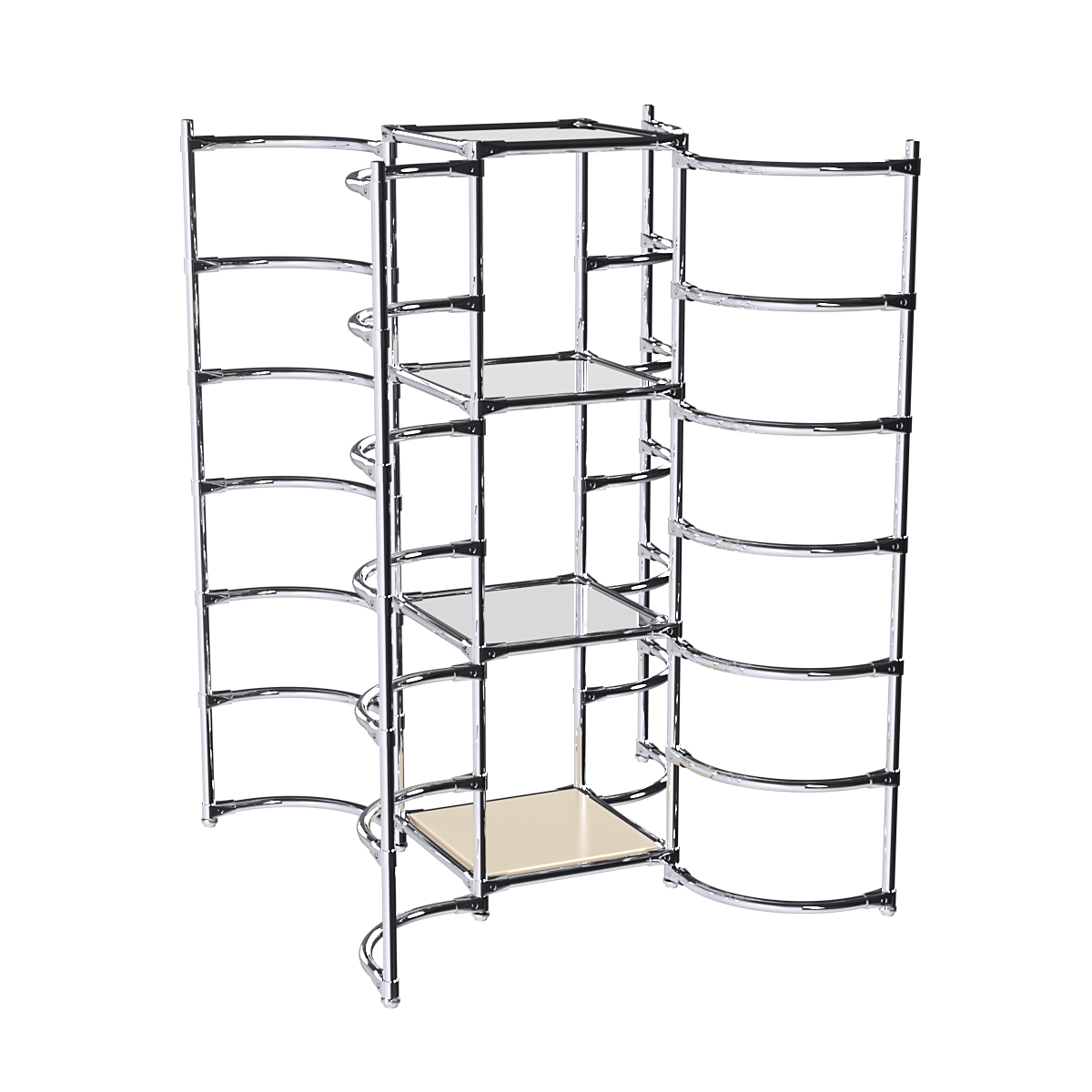 Хромированное вешало ДУГА №4-4 с зеркальными полками 4 мм Крем Вайс