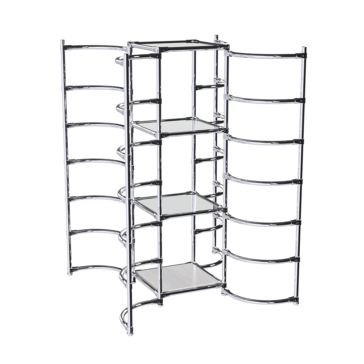 Хромированное вешало ДУГА №4-4 с зеркальными полками 4 мм Ясень Анкор светлый - U31104