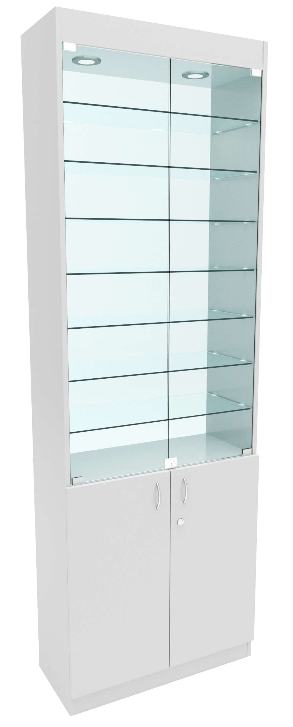 Стеклянная витрина №6-2 с каркасом из ДСП (задняя стенка - стекло) Серый