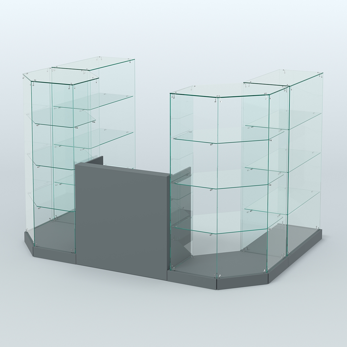 Торговый стеклянный павильон Абсолют №1 (открытый) (4.13 кв.м) Темно-Серый