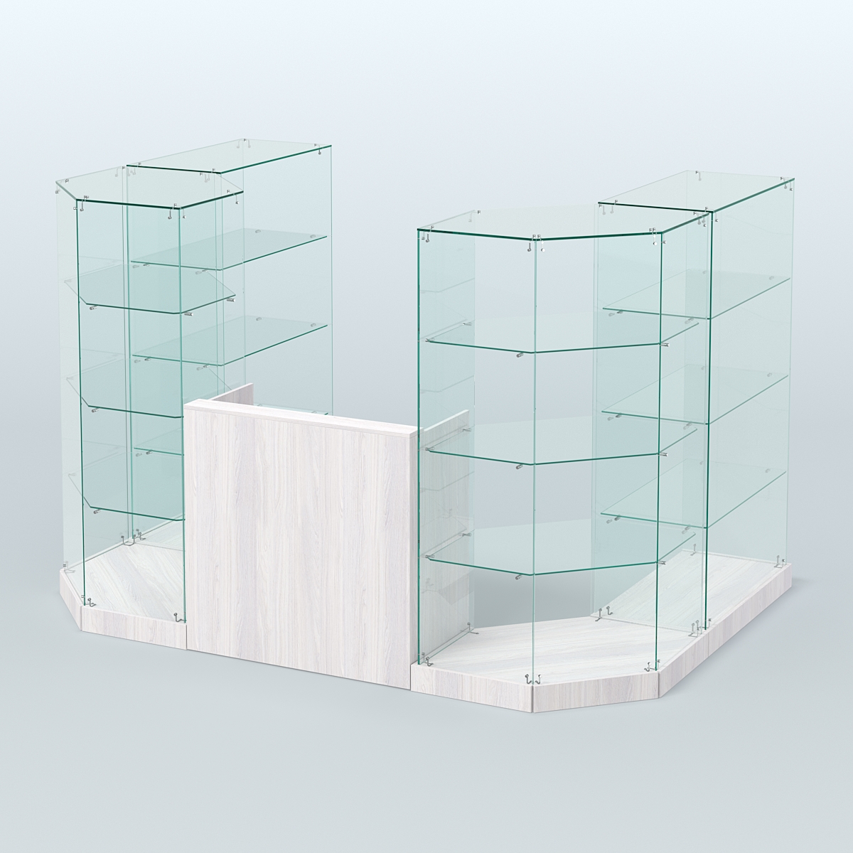 Торговый стеклянный павильон Абсолют №1 (открытый) (4.13 кв.м) Ясень Анкор светлый