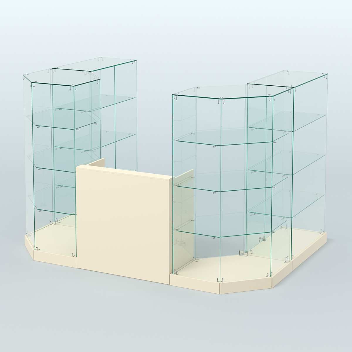 Торговый стеклянный павильон Абсолют №1а (закрытый) (4.13 кв.м) Крем Вайс