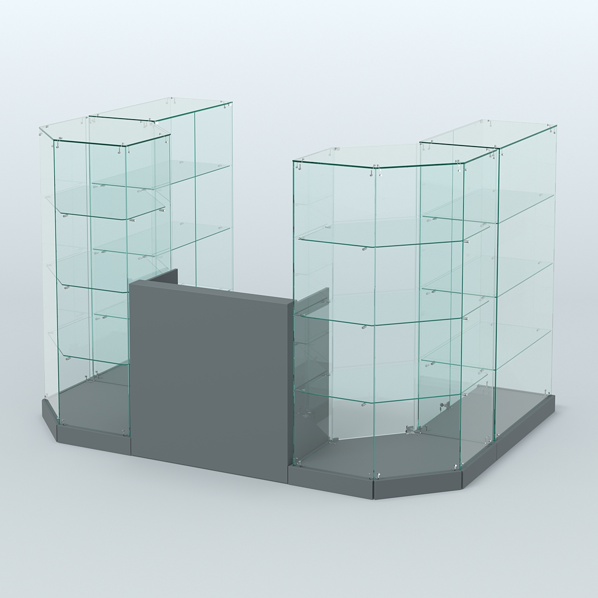 Торговый стеклянный павильон Абсолют №1а (закрытый) (4.13 кв.м) Темно-Серый