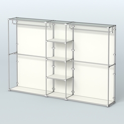 Торговая система ХРОМ (задняя стенка - ДСП) 3030 мм с полками ДСП и поручнями №4, Белый