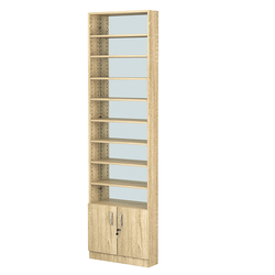 Стеллаж из ДСП с 8-ю полками 150x600 мм серии LEVEL-8 №2-2 (З/C - ЗЕРКАЛО), Дуб Сонома