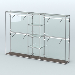 Торговая система ХРОМ (задняя стенка - стекло) 3030 мм с прозрачными полками и поручнями №8, Дуб Венге