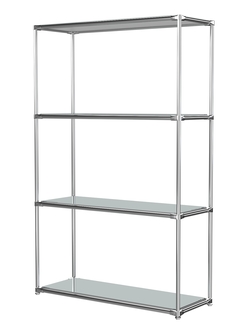 Хромированный стеллаж СТИЛЬ №1г с полками Зеркало 4 мм, Серый