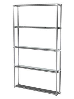 Торговый хромированный стеллаж с зеркальными полками №2, Черный