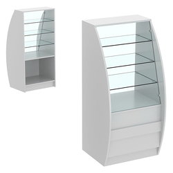 Торговый прилавок со стеклом серии БРИЗ №1-600 узкий, Серый