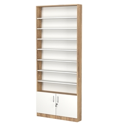 Стеллаж из ДСП с 7-ю полками 150x900 мм серии LEVEL-7 №9 (З/C - ДВП), Дуб Канзас коричневый + Белый