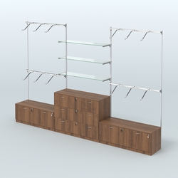 Система Neo Fix со стеклянными полками №4 и тумбами T-15 и Т13, Орех