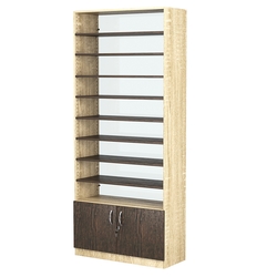 Стеллаж из ДСП с 8-ю полками 350x900 мм серии LEVEL-8 №13-1 (З/C - СТЕКЛО), Дуб Сонома + Дуб Венге