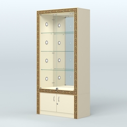 Витрина выставочная с декором №ВБА-3С, Крем Вайс