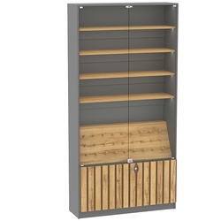 Витрина серии "Смок" №2, Дуб Золотистый и Темно-Серый