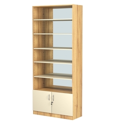 Стеллаж из ДСП с 5-ю полками 400x900 мм серии LEVEL-5 №14-2 (З/C - ЗЕРКАЛО), Дуб Золотистый и Крем Вайс