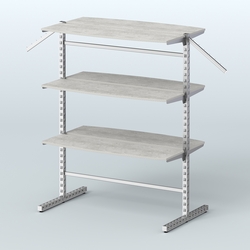 Система ЭЛЕГАНТ островная с шестью закруглёнными полками из ДСП №17б, Метрополитан Грей