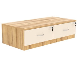 Тумба низкая T-28 900мм (H-250мм c 2-мя выдвижными ящиками), Дуб Золотистый и Крем Вайс