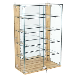 Витрина настенная НЕО №2-3 с зеркалом и четырьмя полками, Дуб Золотистый