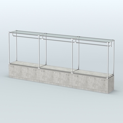 Островная торговая система ХРОМ 3600 мм с тумбами Т11 и поручнями №1, Метрополитан Грей