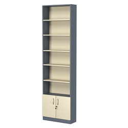 Стеллаж из ДСП с 5-ю полками 200x600 мм серии LEVEL-5 №3 (З/C - ДВП), Темно-серый + Крем Вайс