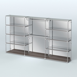 Торговая система ХРОМ (задняя стенка - зеркало) 3600 мм с зеркальными полками и поручнями №1, Дуб Венге