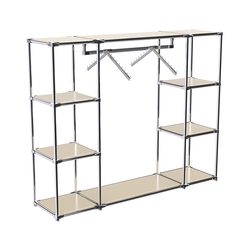 Хромированный стенд-вешало TD-47 №1-3 Хром с полками ДСП 16мм, Крем Вайс