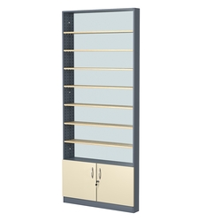 Стеллаж из ДСП с 7-ю полками 100x900 мм серии LEVEL-7 №8-2 (З/C - ЗЕРКАЛО), Темно-серый + Крем Вайс