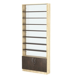 Стеллаж из ДСП с 8-ю полками 200x900 мм серии LEVEL-8 №10-1 (З/C - СТЕКЛО), Дуб Сонома + Дуб Венге