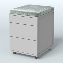 Тумба мобильная Фламинго 2 ящика + 1 ящик-лоток с подушкой, Серый