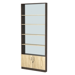 Стеллаж из ДСП с 4-мя полками 100x900 мм серии LEVEL-4 №8-2 (З/C - ЗЕРКАЛО), Дуб Венге + Дуб Сонома