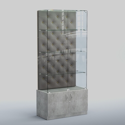 Высокая стеклянная витрина КАПИТОНЕ №5, Метрополитан Грей+15 Silver