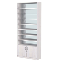 Стеллаж из ДСП с 8-ю полками 300x900 мм серии LEVEL-8 №12-2 (З/C - ЗЕРКАЛО), Ясень Анкор светлый