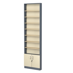 Стеллаж из ДСП с 7-ю полками 100x600 мм серии LEVEL-7 №1 (З/C - ДВП), Темно-серый + Крем Вайс