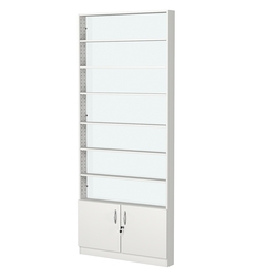 Стеллаж из ДСП с 6-ю полками 100x900 мм серии LEVEL-6 №8-1 (З/C - СТЕКЛО), Белый