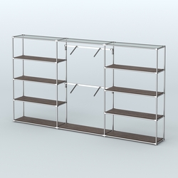 Торговая система ХРОМ без ДСП 3600 мм с полками ДСП и поручнями №6, Дуб Венге