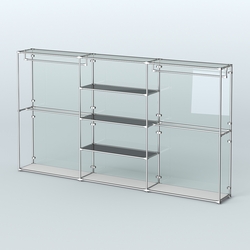 Торговая система ХРОМ (задняя стенка - стекло) 3600 мм с тонированными полками и поручнями №2, Серый