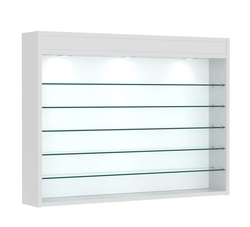 Витрина настенная №3-7Г открытая с пятью полками и фризом, Серый