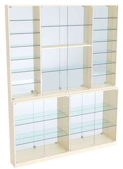 Витрина из ДСП Эконом №9-3 (задняя стенка Зеркало), Крем Вайс