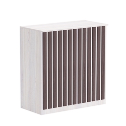 Торговый стол-прилавок широкий с планками серии ПРИЛИВ №20, Ясень Анкор светлый + Ясень Анкор темный