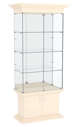 Витрина широкая с тремя полками и зеркалом ЦИТАДЕЛЬ №3, Крем Вайс