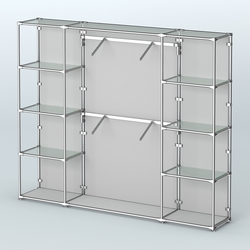 Торговая система ХРОМ (задняя стенка - ДСП) 2430 мм с прозрачными полками и поручнями №7, Серый