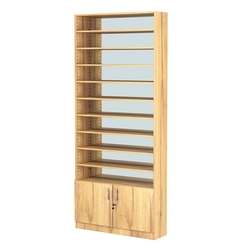 Стеллаж из ДСП с 9-ю полками 250x900 мм серии LEVEL-9 №11-2 (З/C - ЗЕРКАЛО), Дуб Золотистый