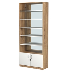 Стеллаж из ДСП с 5-ю полками 350x900 мм серии LEVEL-5 №13-2 (З/C - ЗЕРКАЛО), Дуб Канзас коричневый + Белый