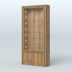 Витрина с декором и стеклянными дверками №ВБА-31С, Орех