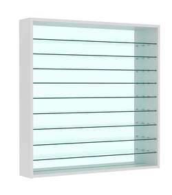 Витрина настенная №4-6Г зеркальная с девятью прозрачными полками, Серый