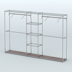 Торговая система ХРОМ без ДСП 3030 мм с прозрачными полками и поручнями №12, Ясень Анкор темный