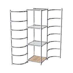 Хромированное вешало ДУГА №1-4 с зеркальными полками 4 мм, Дуб Сонома