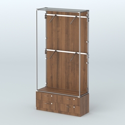 Торговая система ХРОМ (задняя стенка - ДСП) 1200 мм №3-2 с тумбой Т-14 и поручнями, Орех